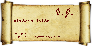 Vitáris Jolán névjegykártya